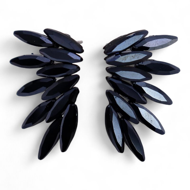 Nymph Aurora Fairies Glass Earrings - Jet Black