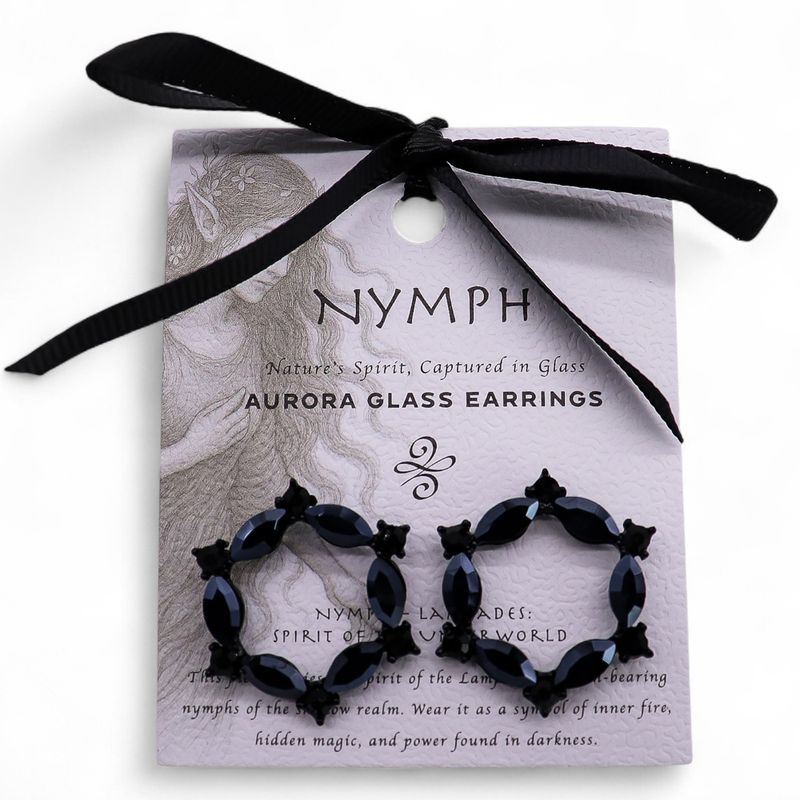 Nymph Aurora Loop Glass Earrings - Jet Black
