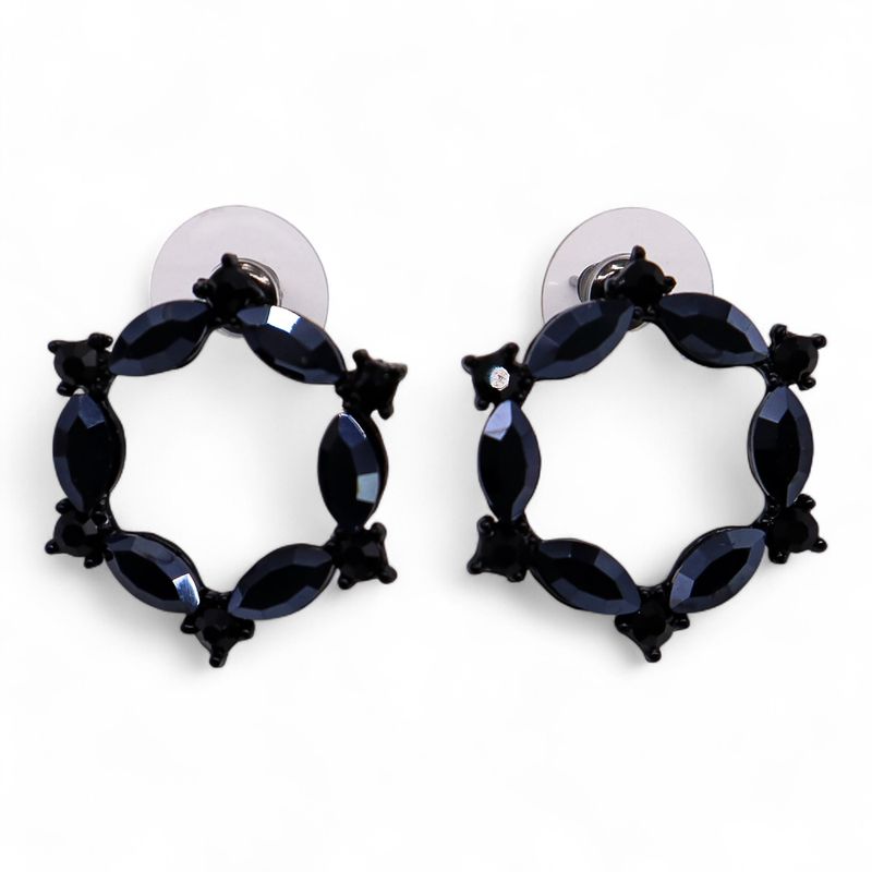 Nymph Aurora Loop Glass Earrings - Jet Black