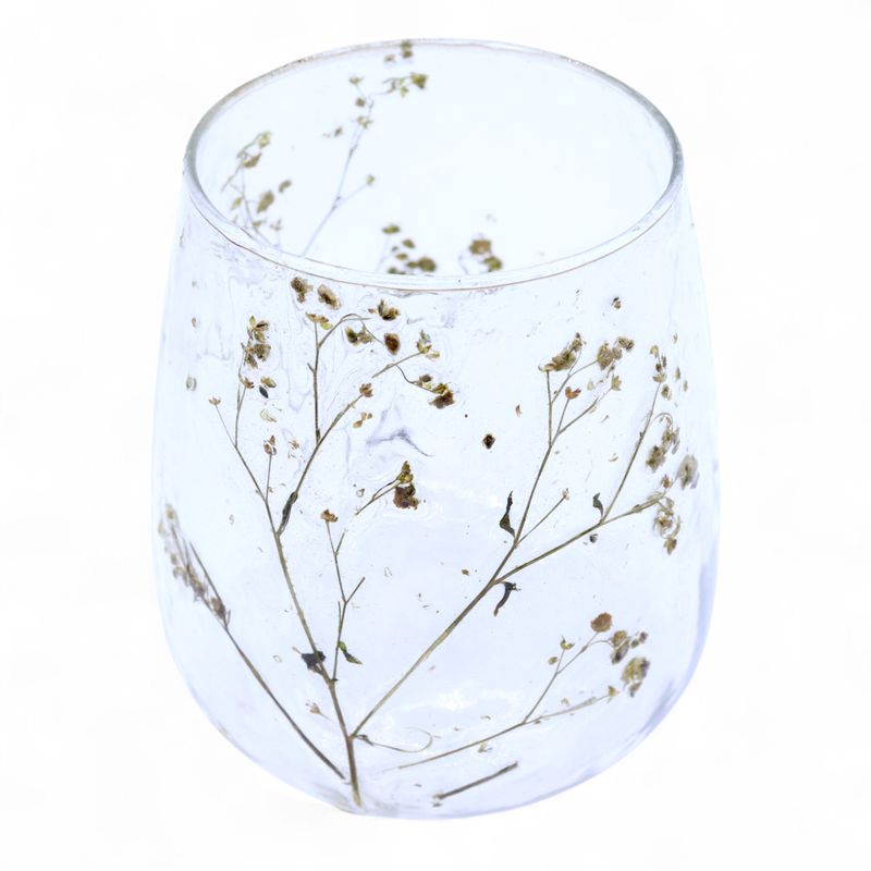 Natural Floral Glass - Vase Candle Holder - Margarita - (12x11cm)