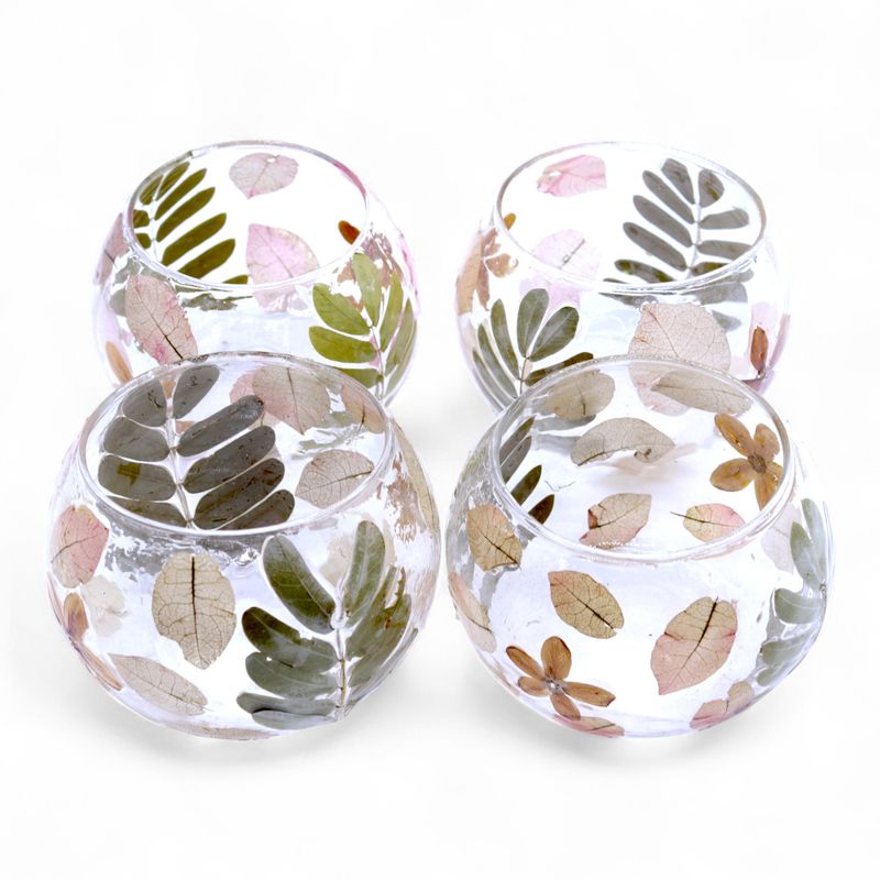Natural Floral Glass - Bowl Candle Holder - Primavera - (8x10cm)