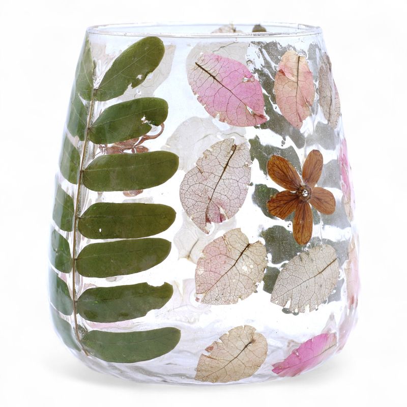 Natural Floral Glass - Vase Candle Holder - Primavera - (12x11cm)