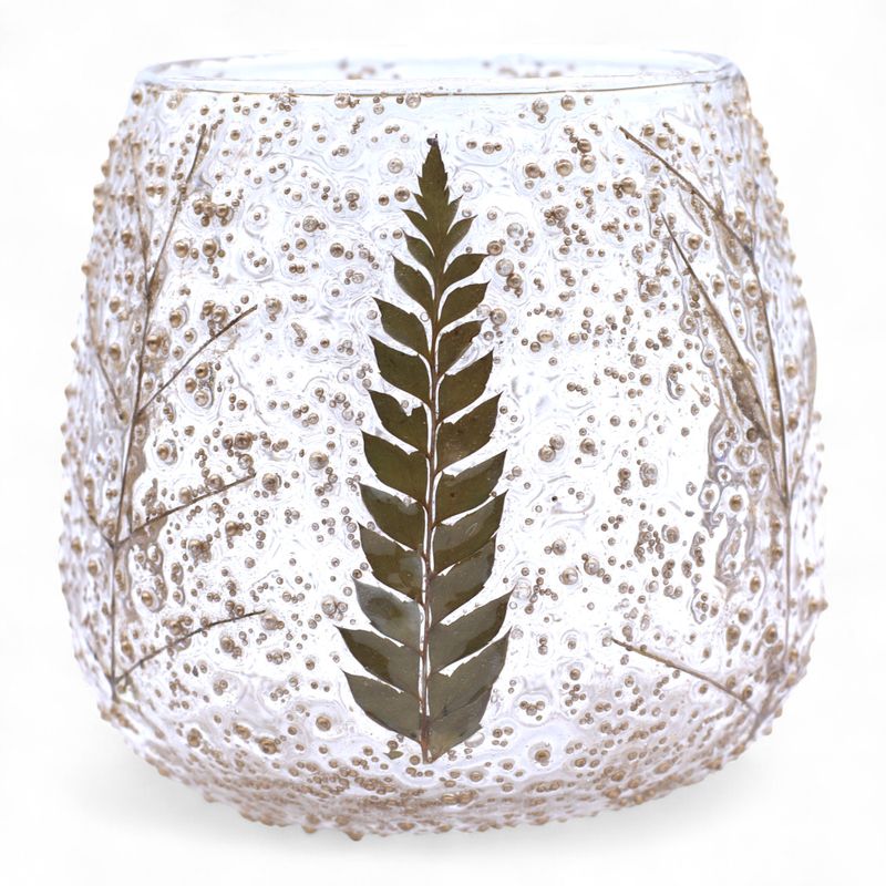 Natural Floral Glass - Straight Candle Holder - Pino - (10x9cm)