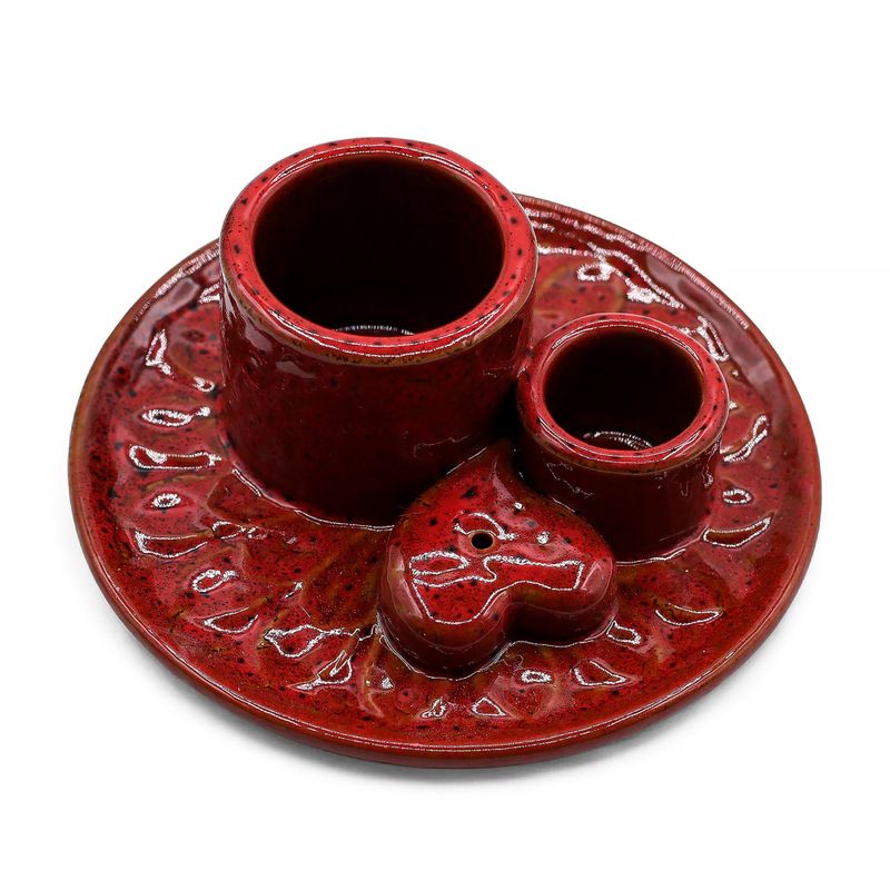 Palo Santo Stick & Smudge Holder - Red with Heart Gloss
