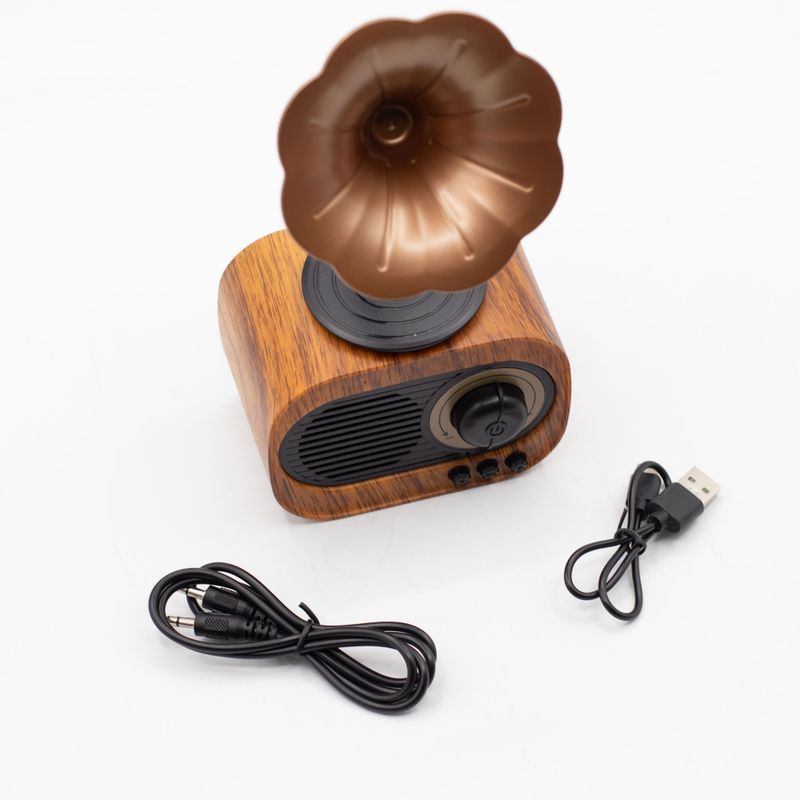 Retro Mini Gramophone Speaker - Bluetooth & FM Radio - 5W Output
