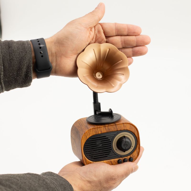 Retro Mini Gramophone Speaker - Bluetooth & FM Radio - 5W Output