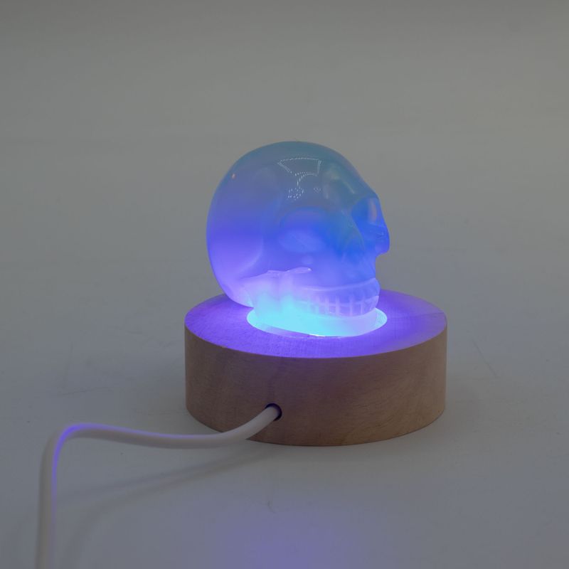 6cm Round Wooden USB LED Stand - Multi Colour