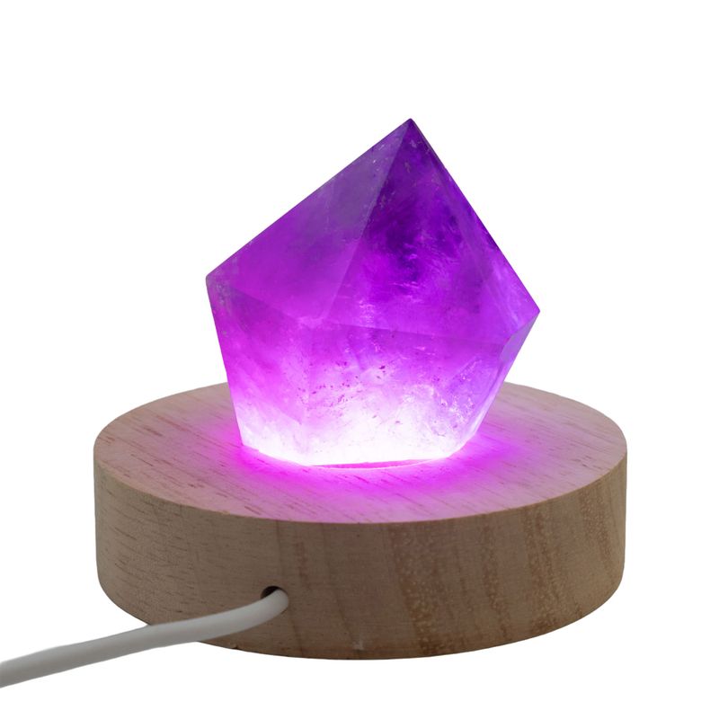 8cm Round Wooden USB LED Stand - Multi Colour