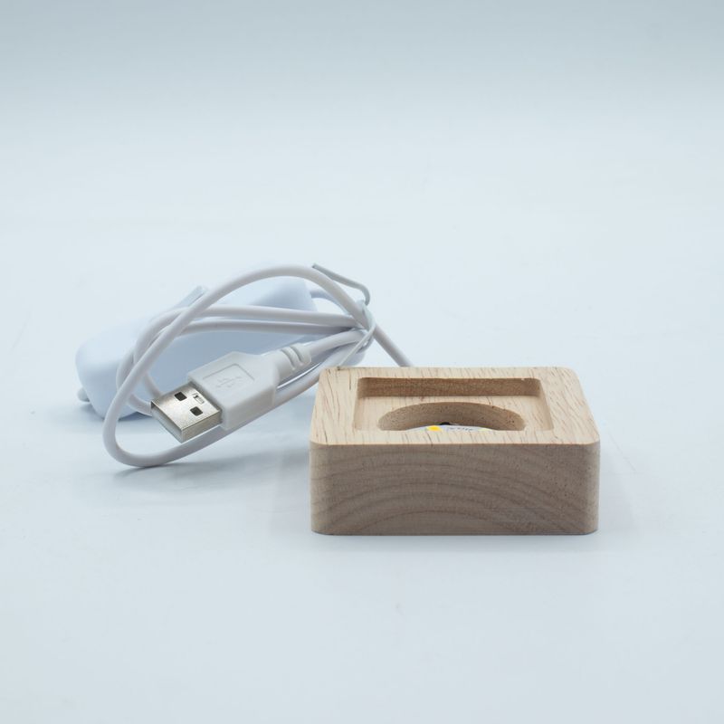 6cm Square Wooden USB LED Stand - Cool/Warm/Daylight