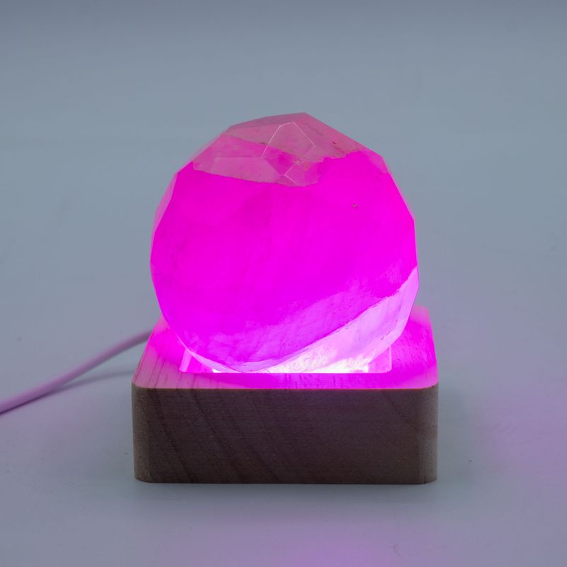 6cm Square Wooden USB LED Stand - Multi Colour