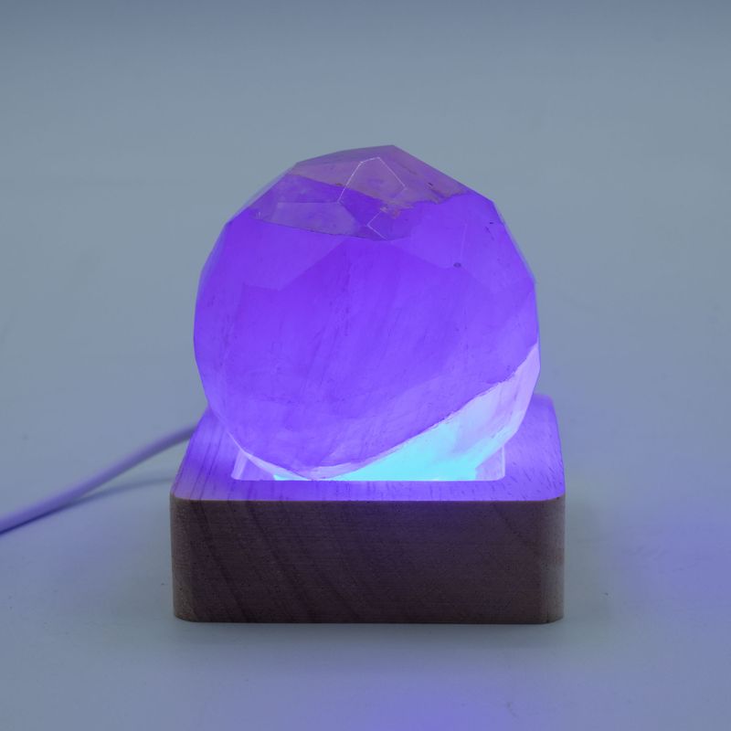 6cm Square Wooden USB LED Stand - Multi Colour