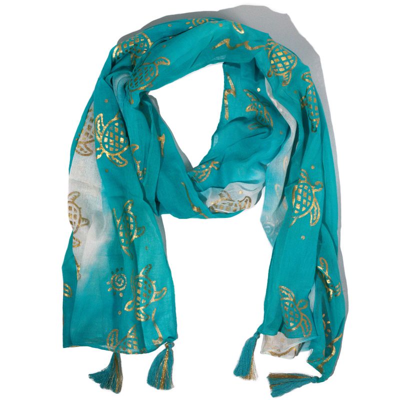 Nomad Sari  - Summer Scarf -  180x50cm - Turtle- Turquois