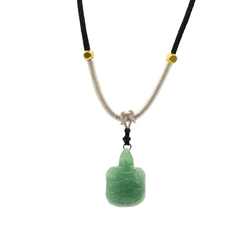 Cord Necklace Gemstone Pendants - Jade Turtle
