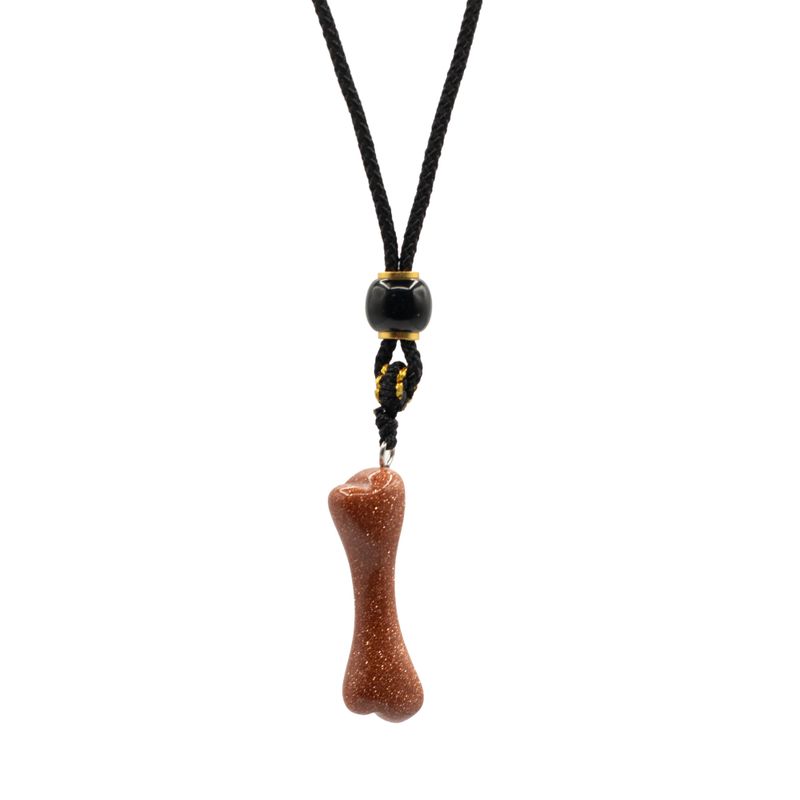 Cord Necklace Gemstone Pendants - Goldstone Bone