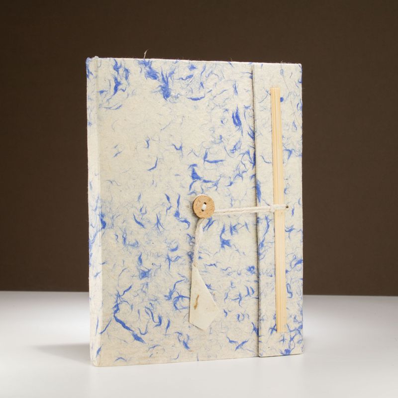 Lrg Lokta Mixed Blue Cotton Notebook (21x15cm) - 45 leafs - inc bookmark