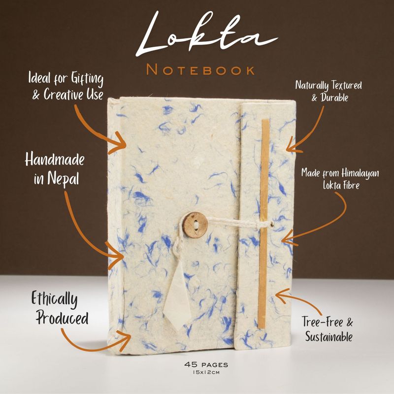 Med Lokta Mixed Blue Cotton Notebook (15x12cm) - 45 leafs