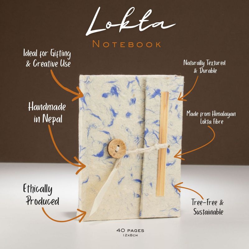 Mini Lokta Mixed Blue Cotton Notebook (12x8cm) 40 leafs