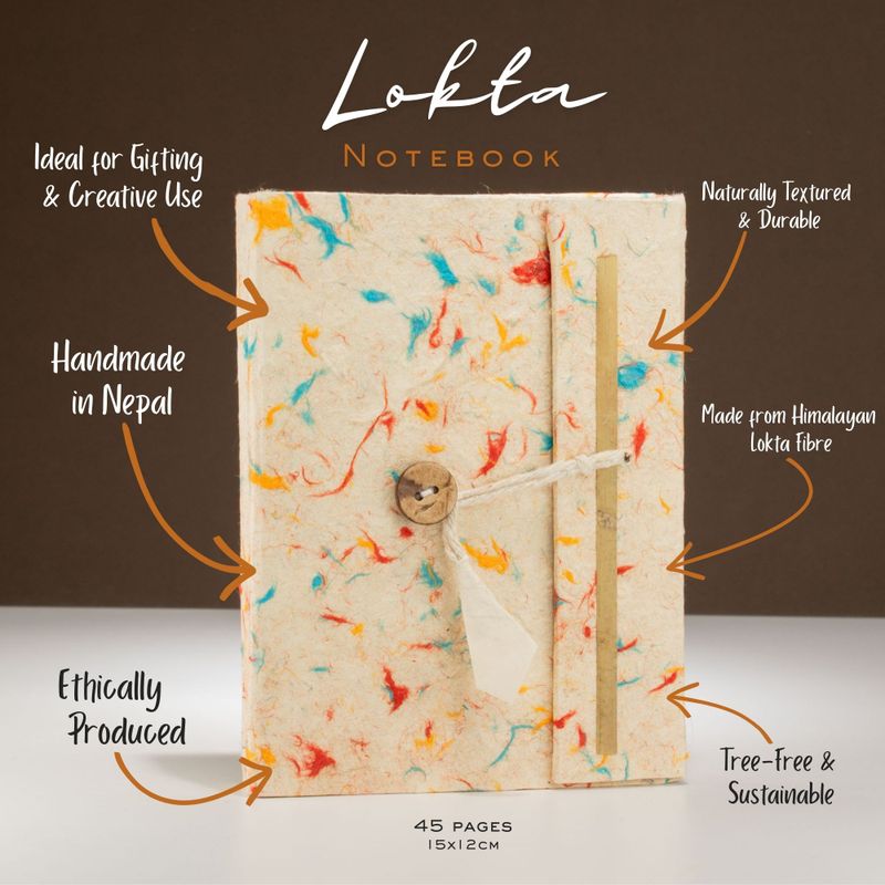 Med Lokta Mixed Colour Cotton Notebook (15x12cm) - 45 leafs