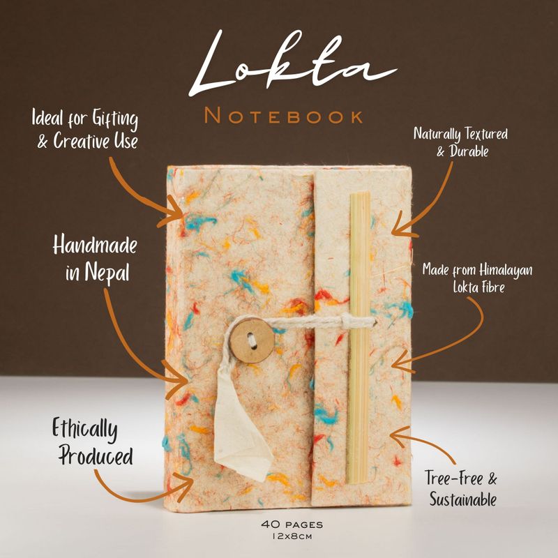 Mini Lokta Mixed Colour Cotton Notebook (12x8cm) 40 leafs