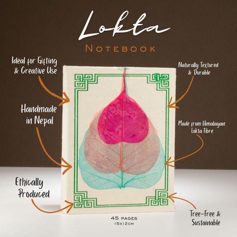 Med Lokta Bodhi Leaf Notebook (15x12cm) - 45 leafs (assorted)