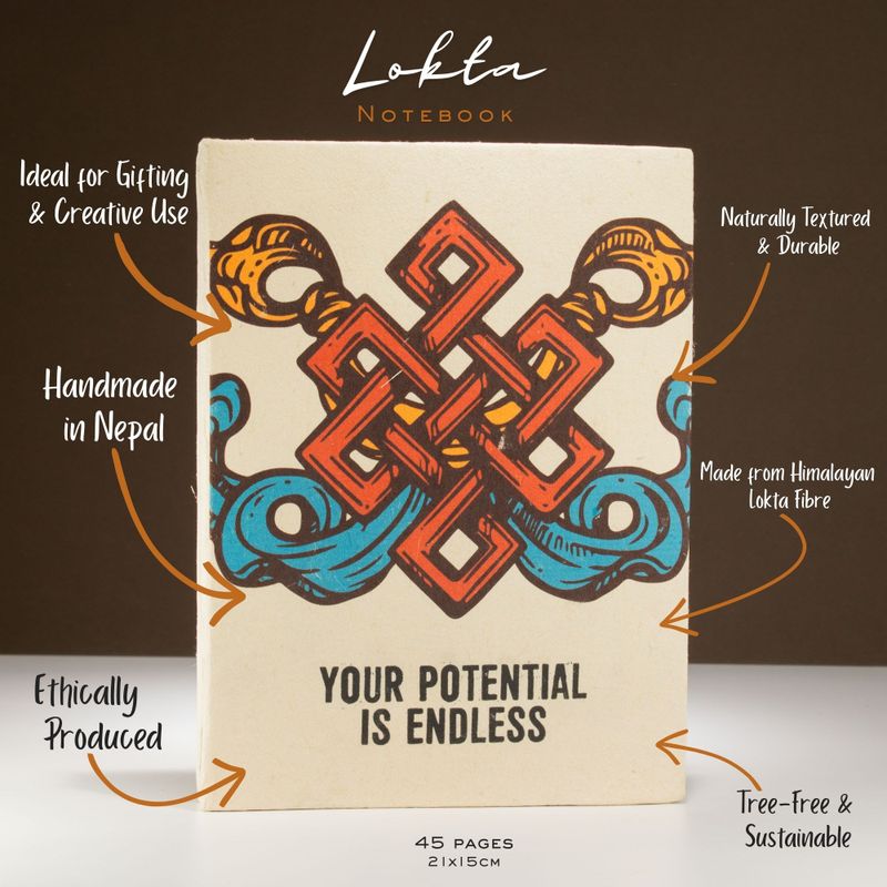 Lrg Lokta Inspiration Notebook (21x15cm) - 45 leafs - Your Potential - inc bookmark