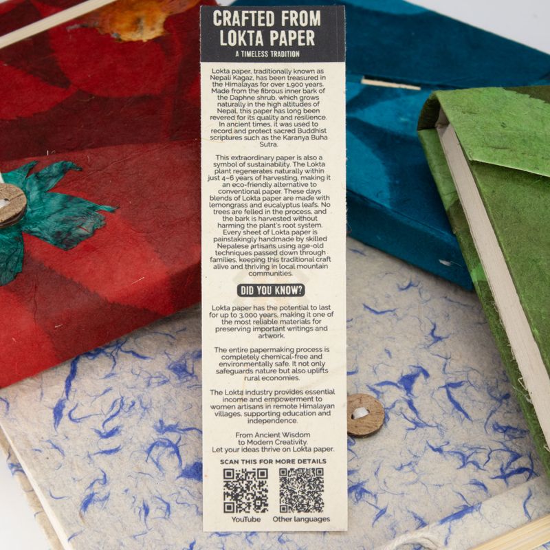 Lrg Lokta Inspiration Notebook (21x15cm) - 45 leafs - Write it Down - inc bookmark
