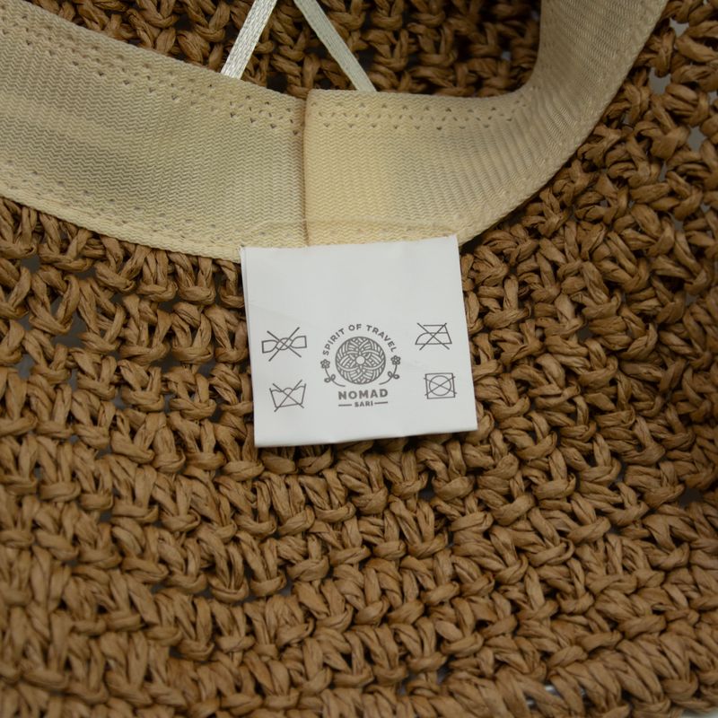 Patterned Floppy Straw Hat - Coffee & Daisies