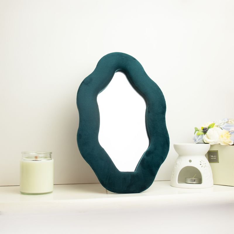 Soft Squiggly Mirror - Oval Pebble - Royal Teal 20x32cm