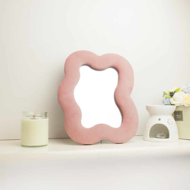 Soft Squiggly Mirror - Square Pebble - Rose Blush 22x27cm