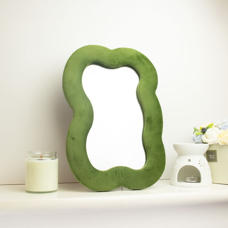 Soft Squiggly Mirror - Large Cloud - Moss Green 33x23cm
