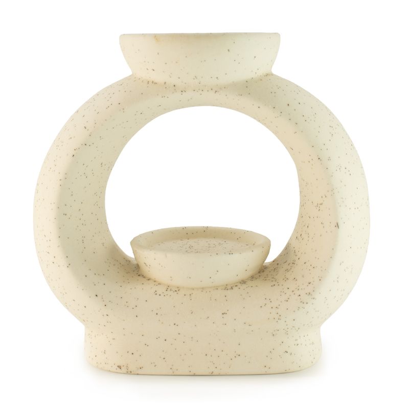Ceramic Zen Oil Burner - Lrg Oval Pebble - Speckled Off-White