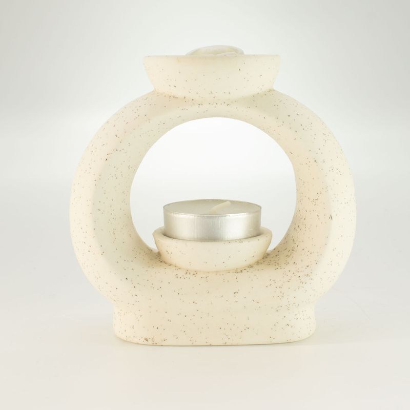 Ceramic Zen Oil Burner - Lrg Oval Pebble - Speckled Off-White