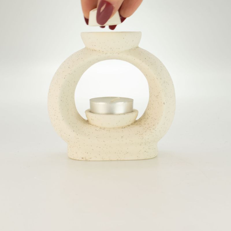 Ceramic Zen Oil Burner - Lrg Oval Pebble - Speckled Off-White