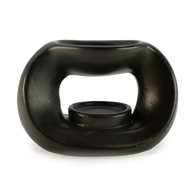 Ceramic Zen Oil Burner - Oval Pebble - Matt Black