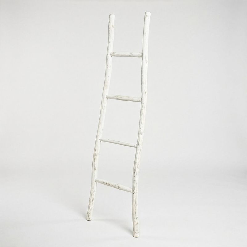 Large Kemu Wood Ladder - 1.5m - Whitewash - Japan Style