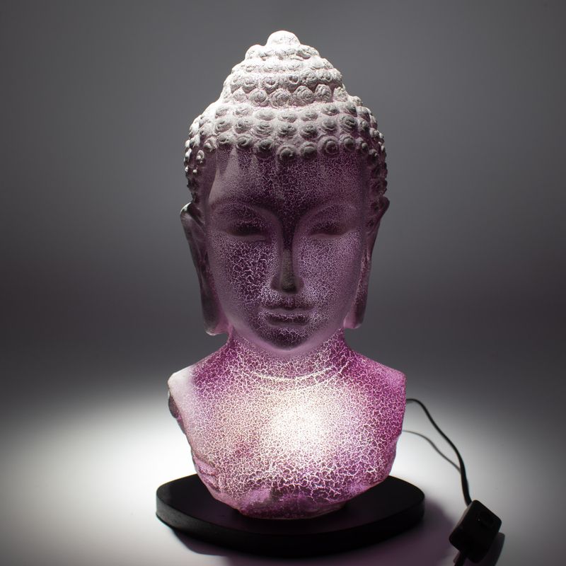 Buddha Bust Lamp Lavender Crackle - Oval Stand