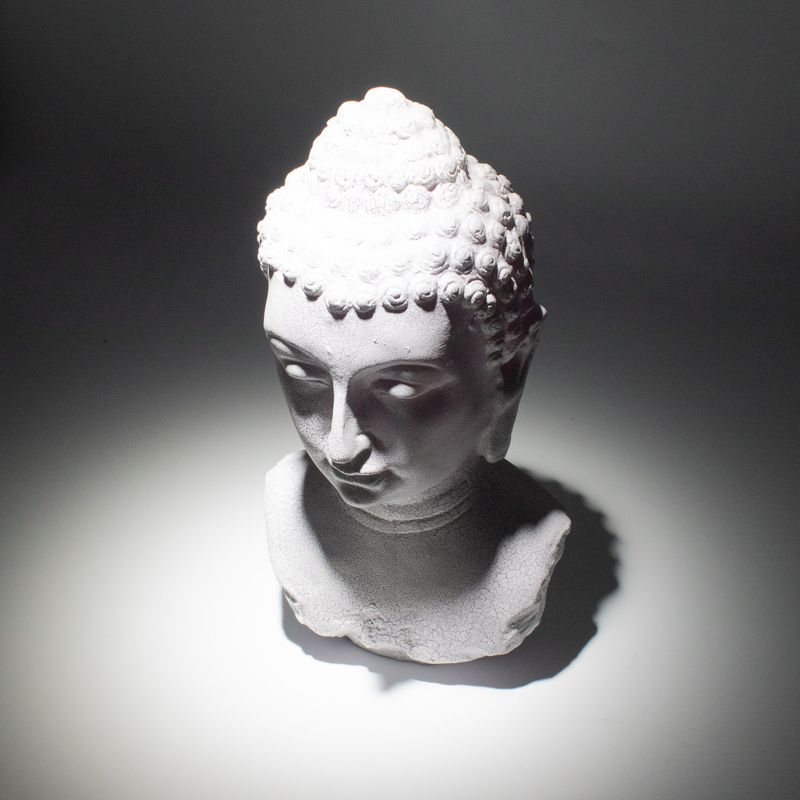 Buddha Bust Lamp Lavender Crackle - Oval Stand