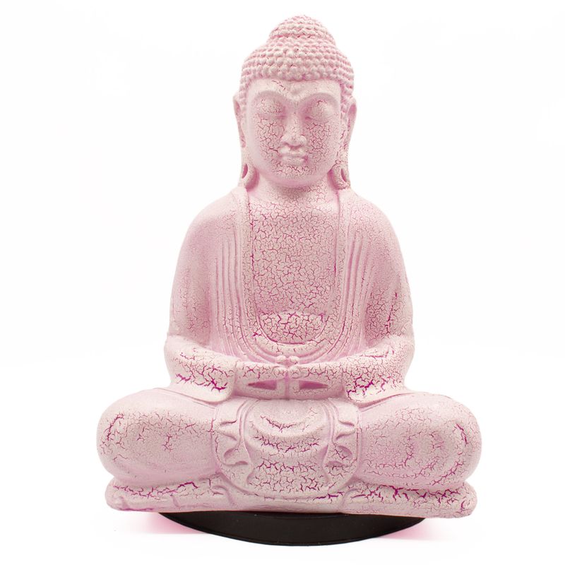 Medditation Buddha Lamp Cherry Crackle - Oval Stand