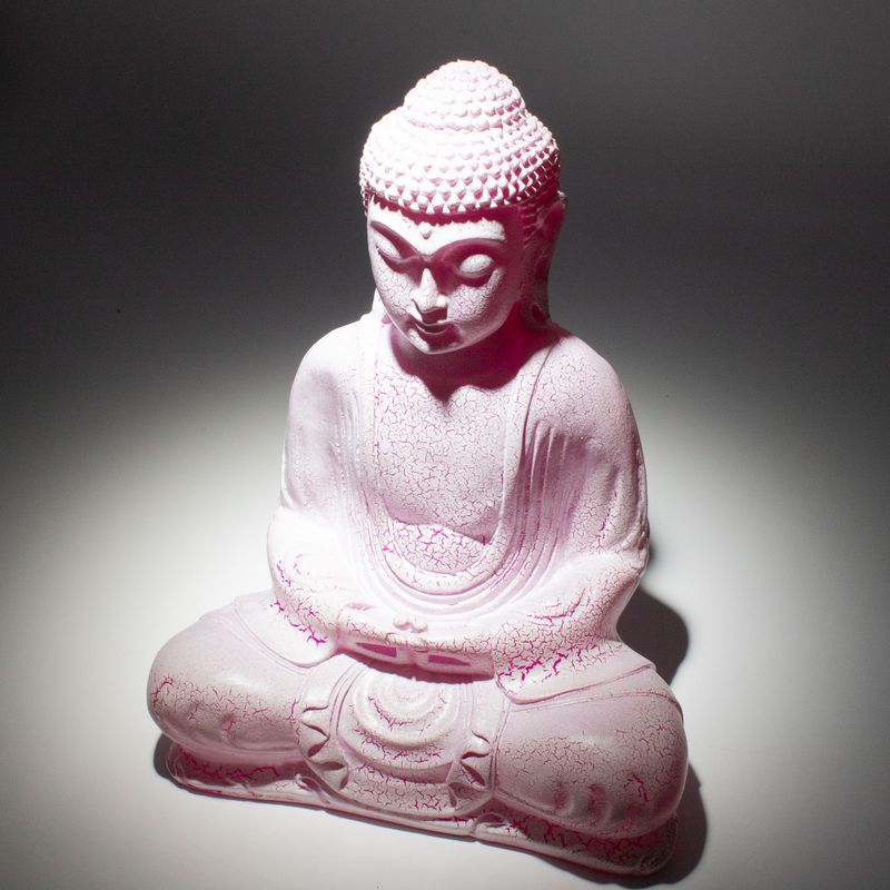 Medditation Buddha Lamp Cherry Crackle - Oval Stand