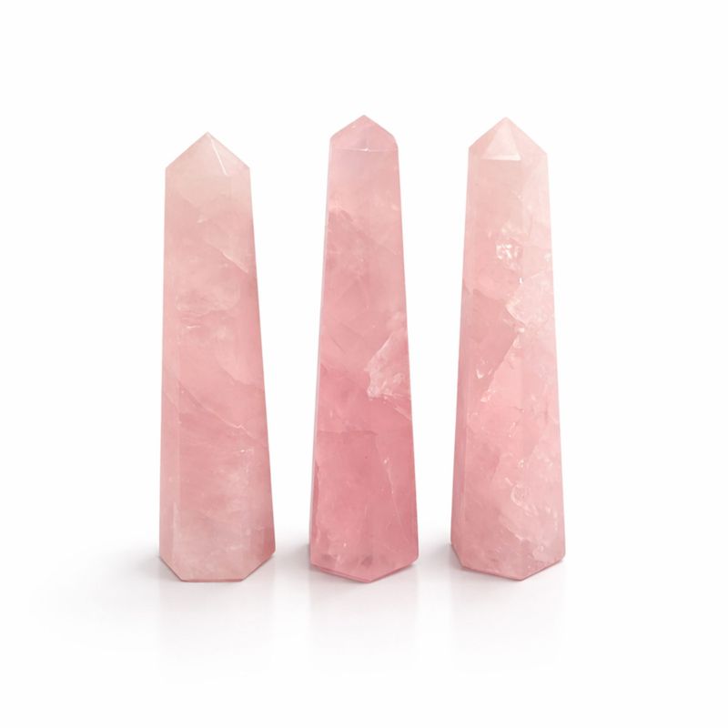 Gemstone Six Face Obelisk Points approx 11cm - Rose Quartz