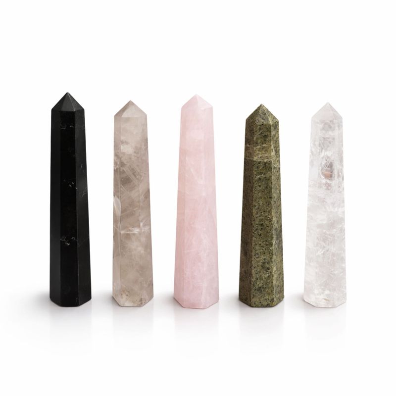 Gemstone Six Face Obelisk Points approx 11cm - Rose Quartz