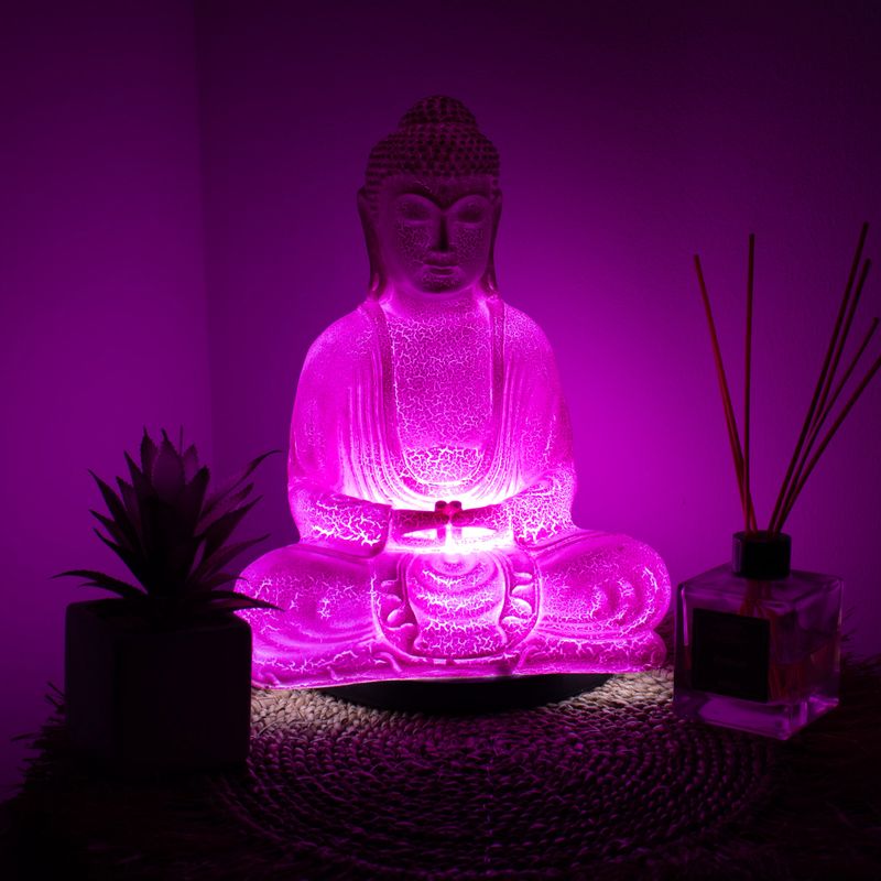 Medditation Buddha Lamp Cherry Crackle - Oval Stand