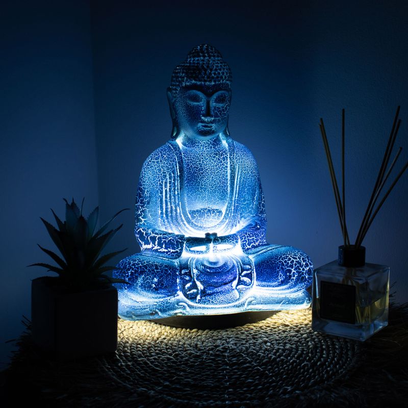 Medditation Buddha Lamp Sky Blue - Oval Stand