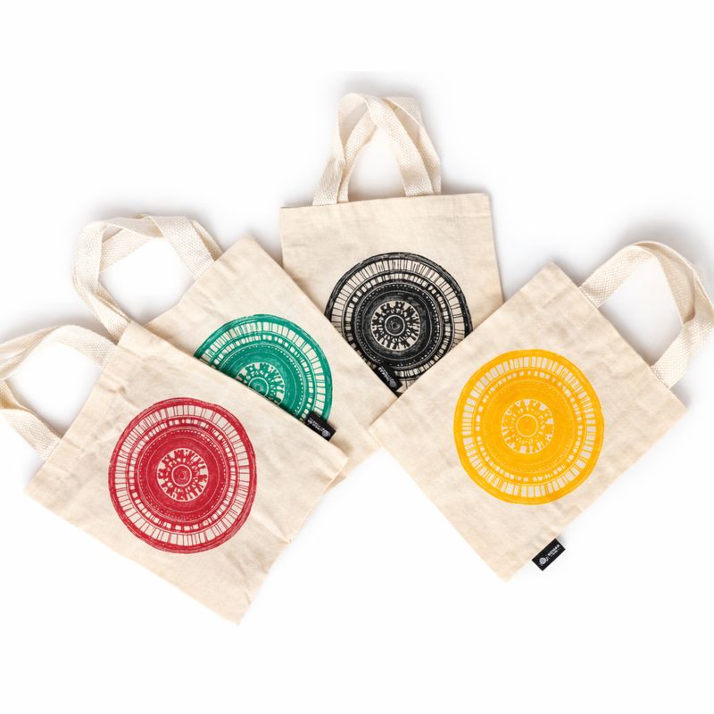 Iconic Mini Gift Tote Bag - Urban Mandala (4 assorted colours) - (25x20cm) - Natural 4oz