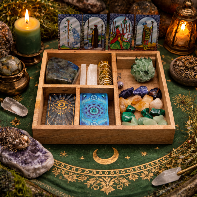 Four Section Occult Tarot Box with Card Holder