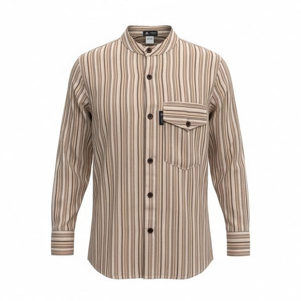 Nomad Sari Grandad Shirt - Brown Beige
