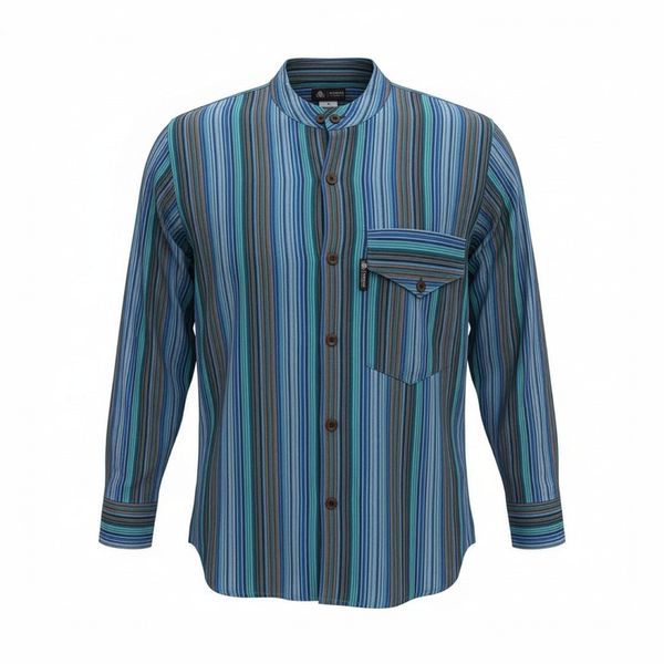 Nomad Sari Grandad Shirt - Turquoise