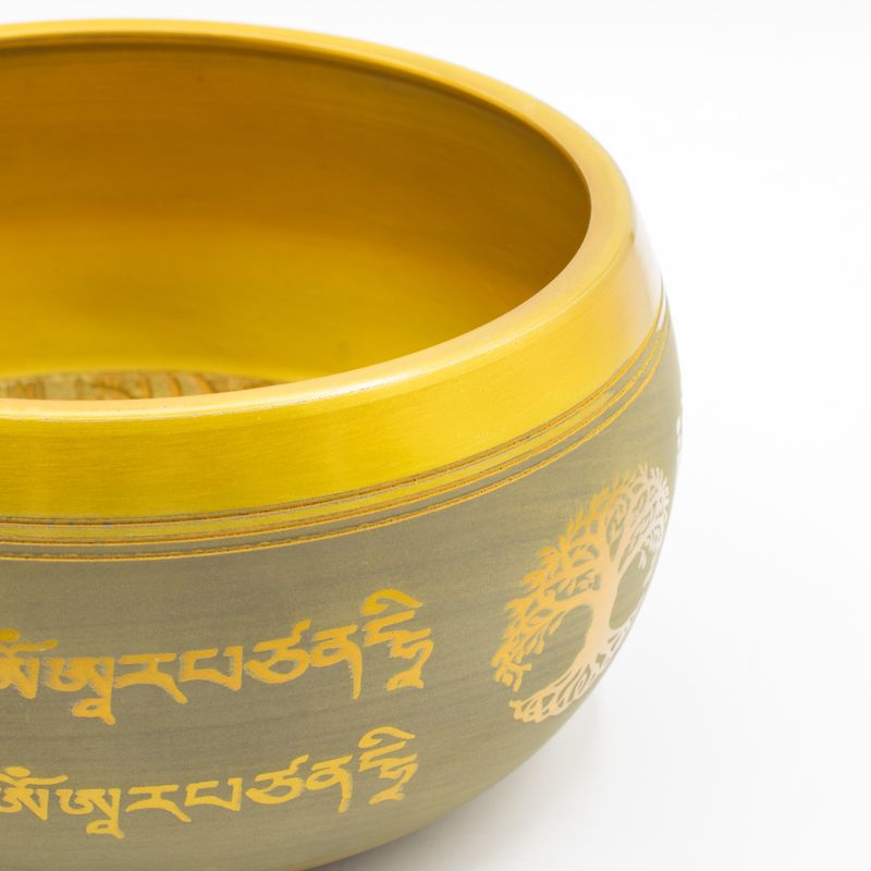 Lrg Aluminum Singing Bowl - Buddha Tree of Life - Copper Colour (19cm)