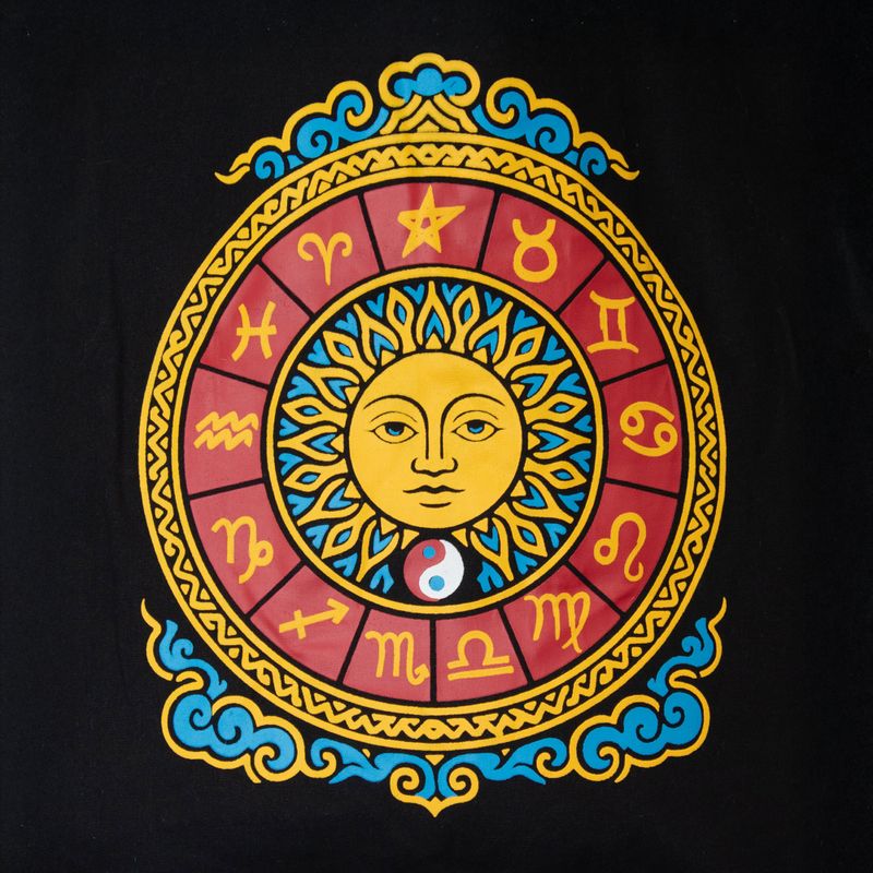 Iconic Classic Tote Bag - Zodiac Sun - Black 6oz (40x36cm)