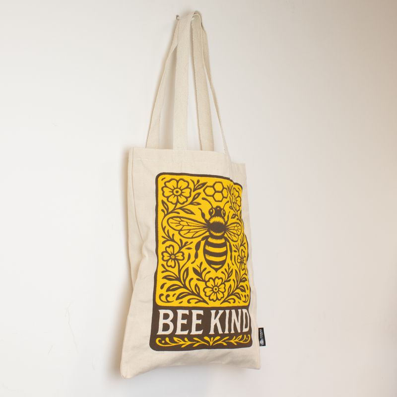 Iconic Toni Tote Bag - Bee Kind (41x31cm) - Natural 10oz - Inside pocket and zip closure